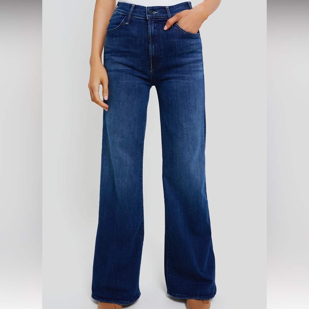 MOTHER "The Hustler Roller Sneak" Wide Leg High Rise Jeans in "Heirloom": Sz 28